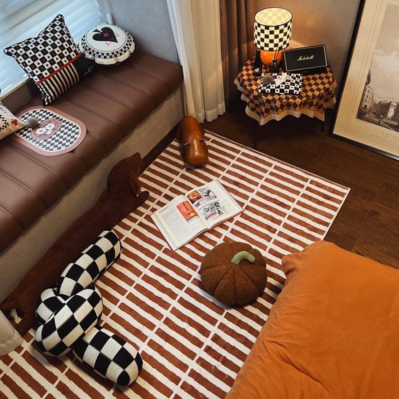 Retro Square Brick Floor Mat Soft Carpet Non-slip Carpet Bedroom Blanket