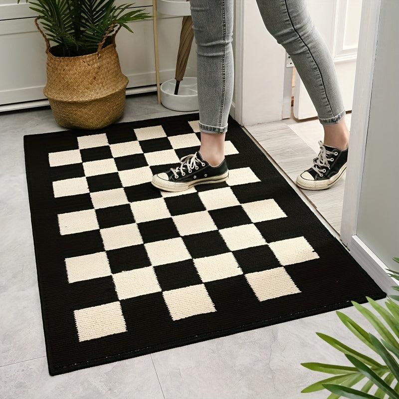 Chessboard Pattern Indoor Door Mat Non Slip Rug for Home Entrance