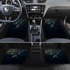 Car Floor Mat Forest Deer Pattern Front Rear Pad Set Anti Slip Heel Mat