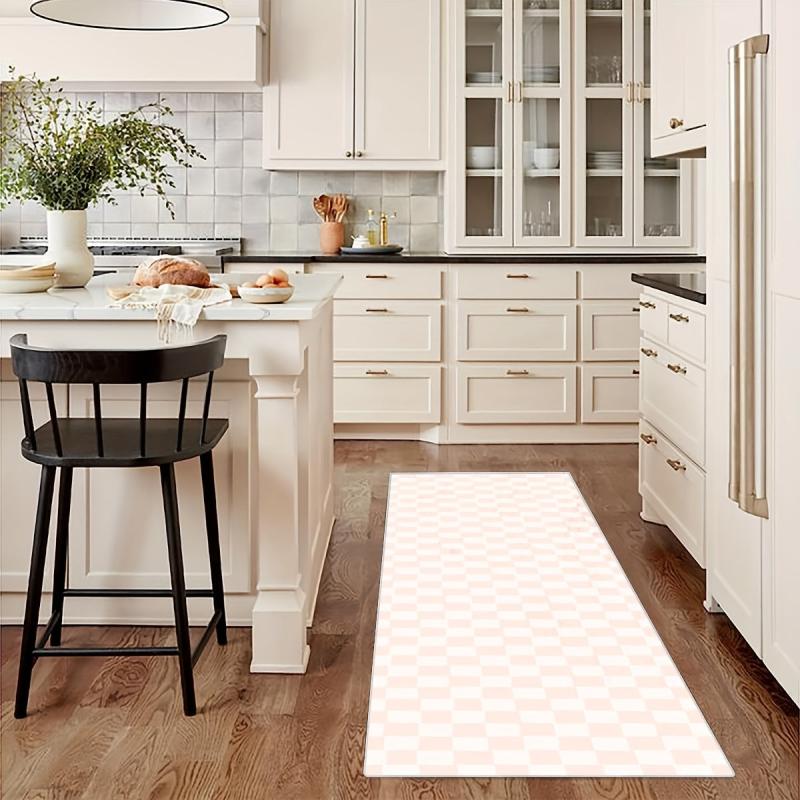 Modern Plaid Non Slip 2'X10' Indoor Outdoor Waterproof Runner Rug