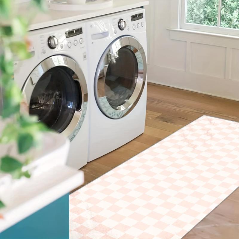 Modern Plaid Non Slip 2'X10' Indoor Outdoor Waterproof Runner Rug
