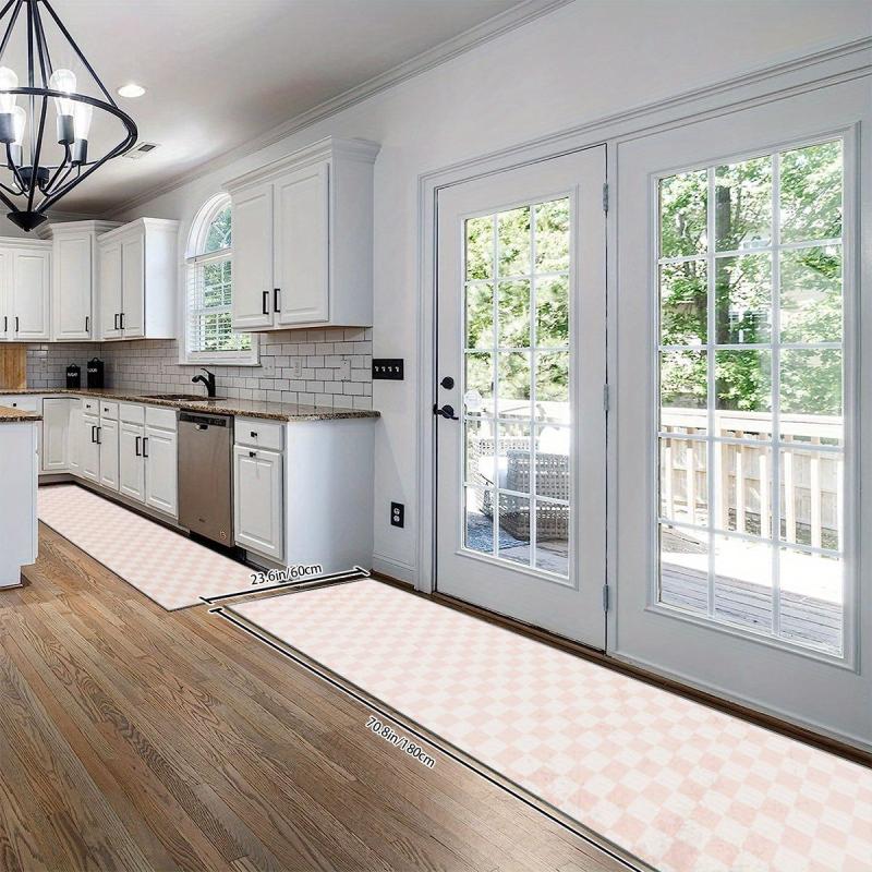 Modern Plaid Non Slip 2'X10' Indoor Outdoor Waterproof Runner Rug