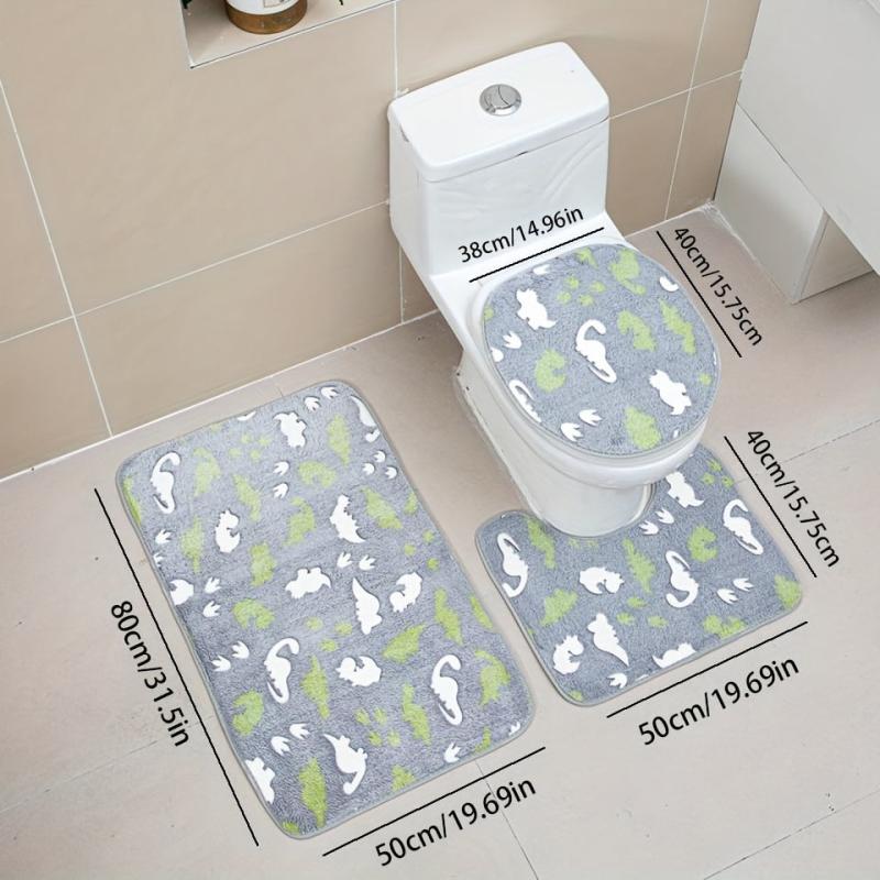3pcs Luminous Floor Mat Sponge Bath Mat Set Non Slip Durable Bathroom Rug