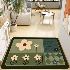 Floral Anti Fatigue Kitchen Rug Set Non Slip Absorbent Washable Carpet