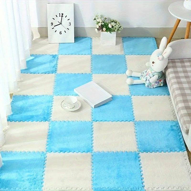 12pcs Thickened Plush Foam Interlocking Floor Mat