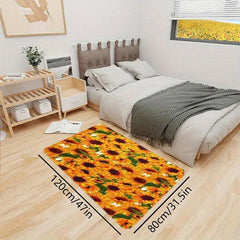 Stain Resistant Sunflower Print Carpet Washable Polyester Rug for Home Decor