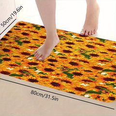 Stain Resistant Sunflower Print Carpet Washable Polyester Rug for Home Decor