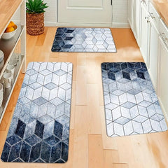 Gradient Plaid Kitchen Floor Mat Anti Slip Polyester Carpet Absorbent Bath Mat