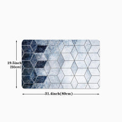 Gradient Plaid Kitchen Floor Mat Anti Slip Polyester Carpet Absorbent Bath Mat