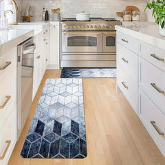 Gradient Plaid Kitchen Floor Mat Anti Slip Polyester Carpet Absorbent Bath Mat