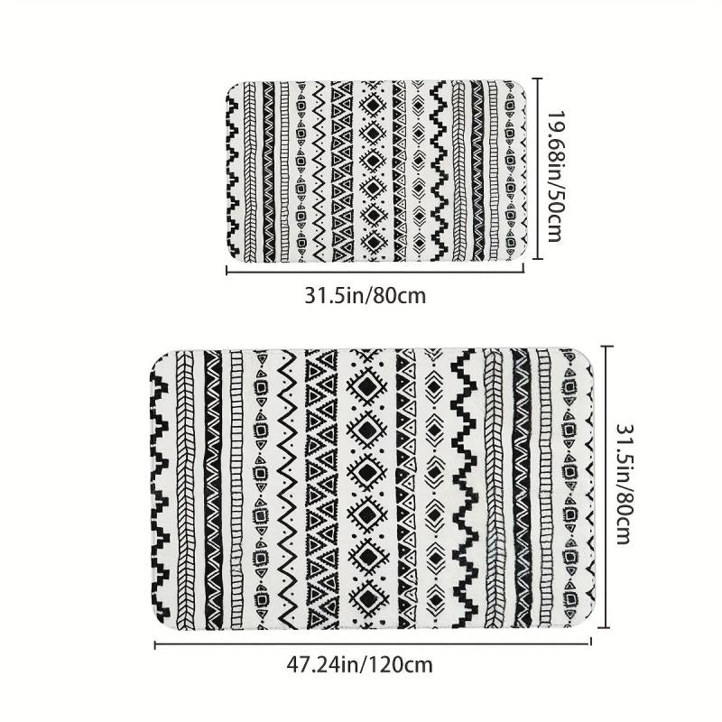 Colorful Geometric Kitchen Rugs Non Slip Indoor Door Mats - Washable Area Rugs