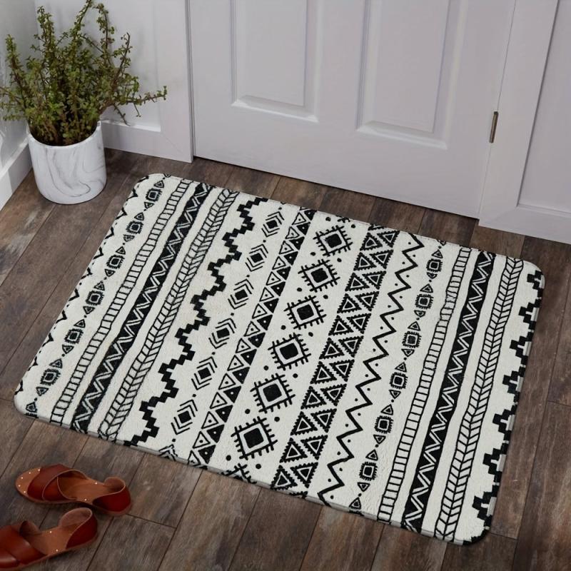 Colorful Geometric Kitchen Rugs Non Slip Indoor Door Mats - Washable Area Rugs