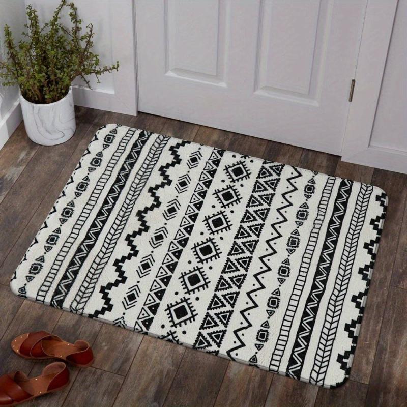 Colorful Geometric Kitchen Rugs Non Slip Indoor Door Mats - Washable Area Rugs