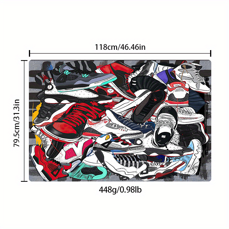 Sneaker Print Area Rug Kitchen Non-slip Foot Mat Home Decor