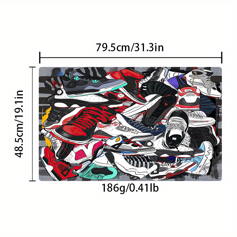 Sneaker Print Area Rug Kitchen Non-slip Foot Mat Home Decor
