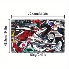 Sneaker Print Area Rug Kitchen Non-slip Foot Mat Home Decor