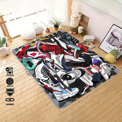 Sneaker Print Area Rug Kitchen Non-slip Foot Mat Home Decor