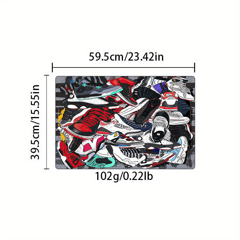 Sneaker Print Area Rug Kitchen Non-slip Foot Mat Home Decor