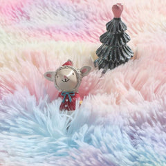 Fluffy Tie Dye Plush Bedroom Carpet Light Grey Shaggy Rug