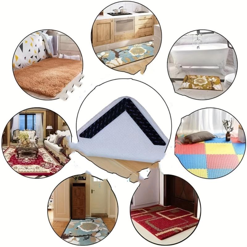 4 Pcs Reusable Non-slip Carpet Tape Foam PU Removable Carpet Stickers