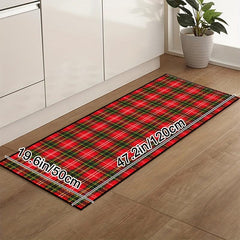 Red & Green Plaid Rug & Checked Rug Indoor Washable Entryway Decor