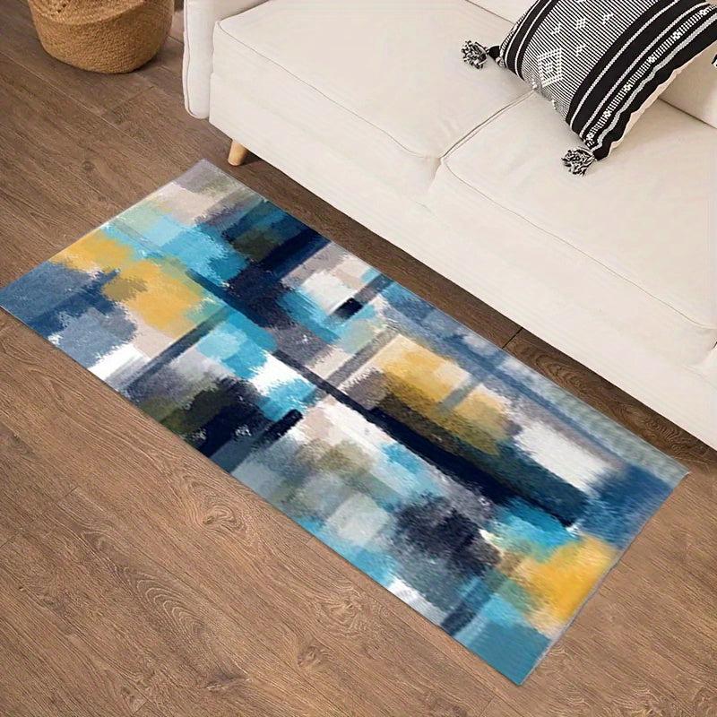 Modern Abstract Area Rugs Splashed Ink Stitching Carpet Decorative Mat