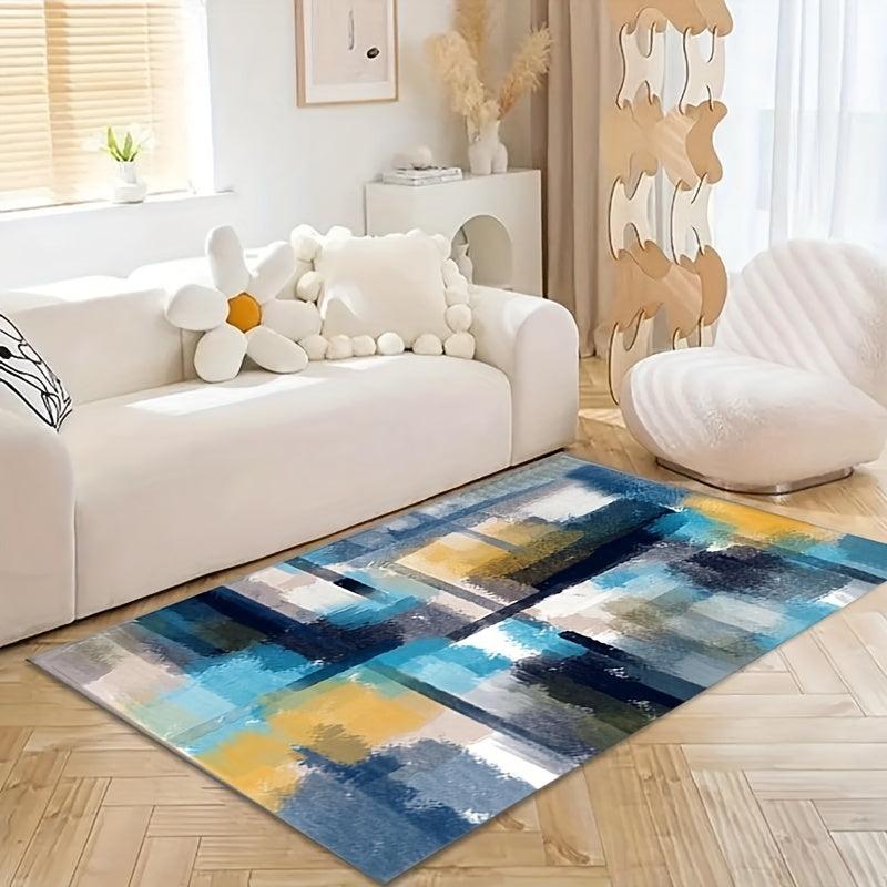 Modern Abstract Area Rugs Splashed Ink Stitching Carpet Decorative Mat