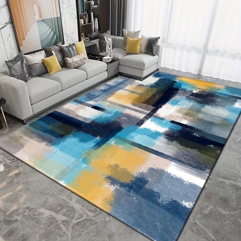 Modern Abstract Area Rugs Splashed Ink Stitching Carpet Decorative Mat