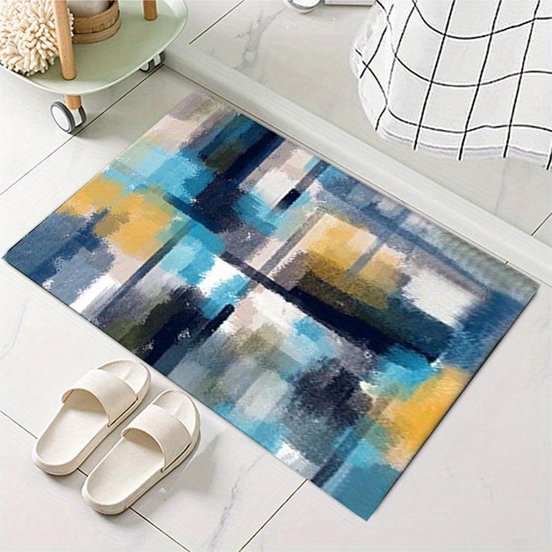 Modern Abstract Area Rugs Splashed Ink Stitching Carpet Decorative Mat