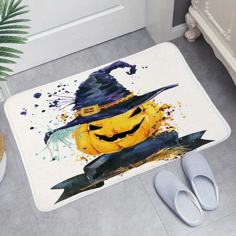 Halloween Pumpkin Bath Mat Bathroom Decorative Washable Cover Floor Rug
