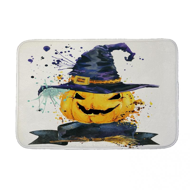 Halloween Pumpkin Bath Mat Bathroom Decorative Washable Cover Floor Rug