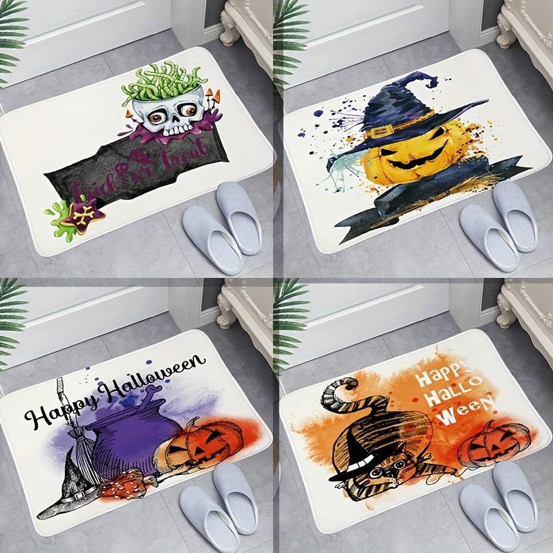 Halloween Pumpkin Bath Mat Bathroom Decorative Washable Cover Floor Rug