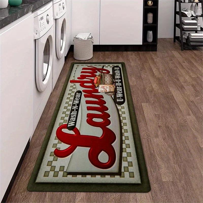 Farmhouse Laundry Room Runner Non Slip Kitchen Floor Carpet Durable Area Rug