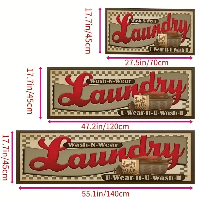 Farmhouse Laundry Room Runner Non Slip Kitchen Floor Carpet Durable Area Rug