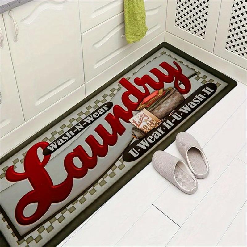 Farmhouse Laundry Room Runner Non Slip Kitchen Floor Carpet Durable Area Rug