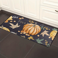 Pumpkin Print Kitchen Mat Non-slip Stain Resistant Rug for Home Decor