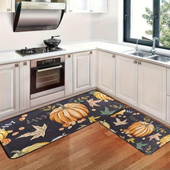 Pumpkin Print Kitchen Mat Non-slip Stain Resistant Rug for Home Decor