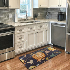 Pumpkin Print Kitchen Mat Non-slip Stain Resistant Rug for Home Decor