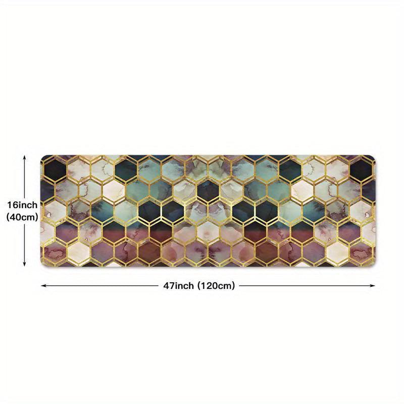 Hexagon Soft Kitchen Rug Geometric Carpet Mat Waterproof Non Slip