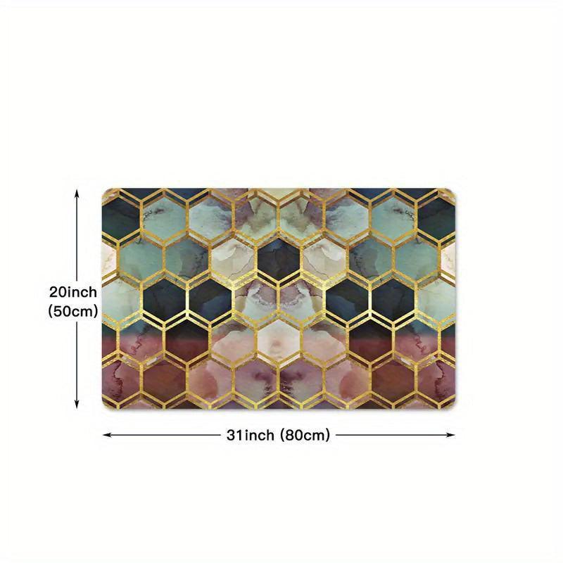 Hexagon Soft Kitchen Rug Geometric Carpet Mat Waterproof Non Slip
