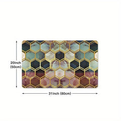 Hexagon Soft Kitchen Rug Geometric Carpet Mat Waterproof Non Slip