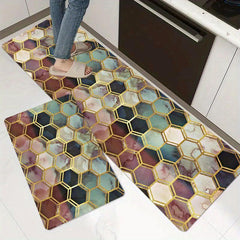 Hexagon Soft Kitchen Rug Geometric Carpet Mat Waterproof Non Slip