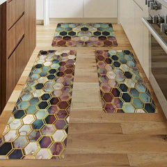 Hexagon Soft Kitchen Rug Geometric Carpet Mat Waterproof Non Slip