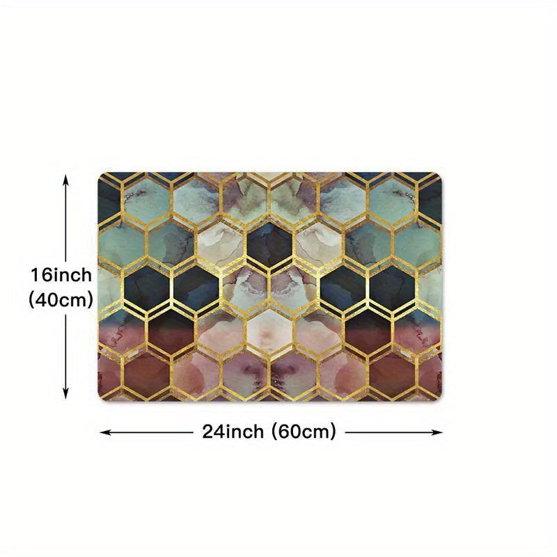 Hexagon Soft Kitchen Rug Geometric Carpet Mat Waterproof Non Slip