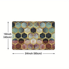 Hexagon Soft Kitchen Rug Geometric Carpet Mat Waterproof Non Slip