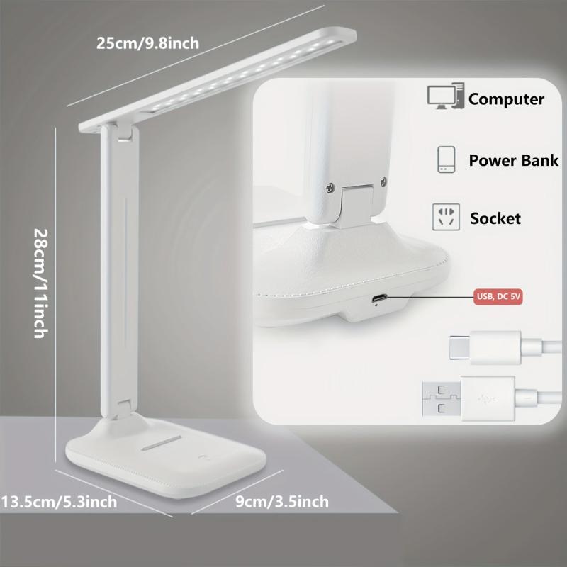Eye-Caring LED Desk Lamp Touch Control 3 Modes Foldable No Flicker