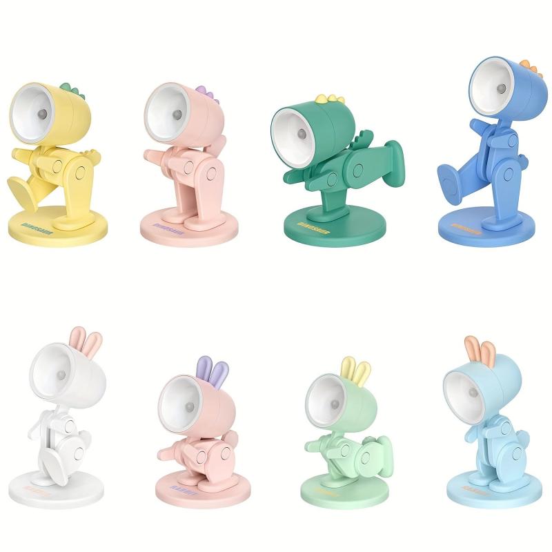 Adorable Mini Dinosaur Night Light with Magnetic Base, Rabbit Desktop Lamp