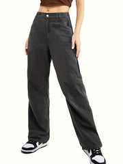 Cargo Pants Loose Fit Elastic Waist Straight Jeans Women's Denim Jeans