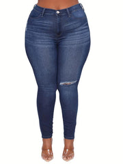 High Stretch Slim Fit Ripped Hole Curvy Skinny Jeans