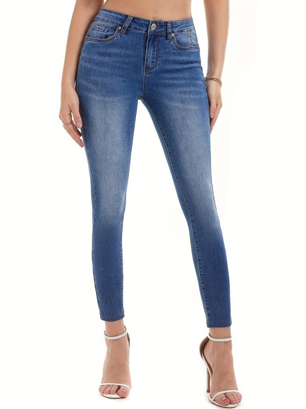 Slim Fit Crop Jeans Mid Stretch Water Ripple Embossed Ankle Length Jeans
